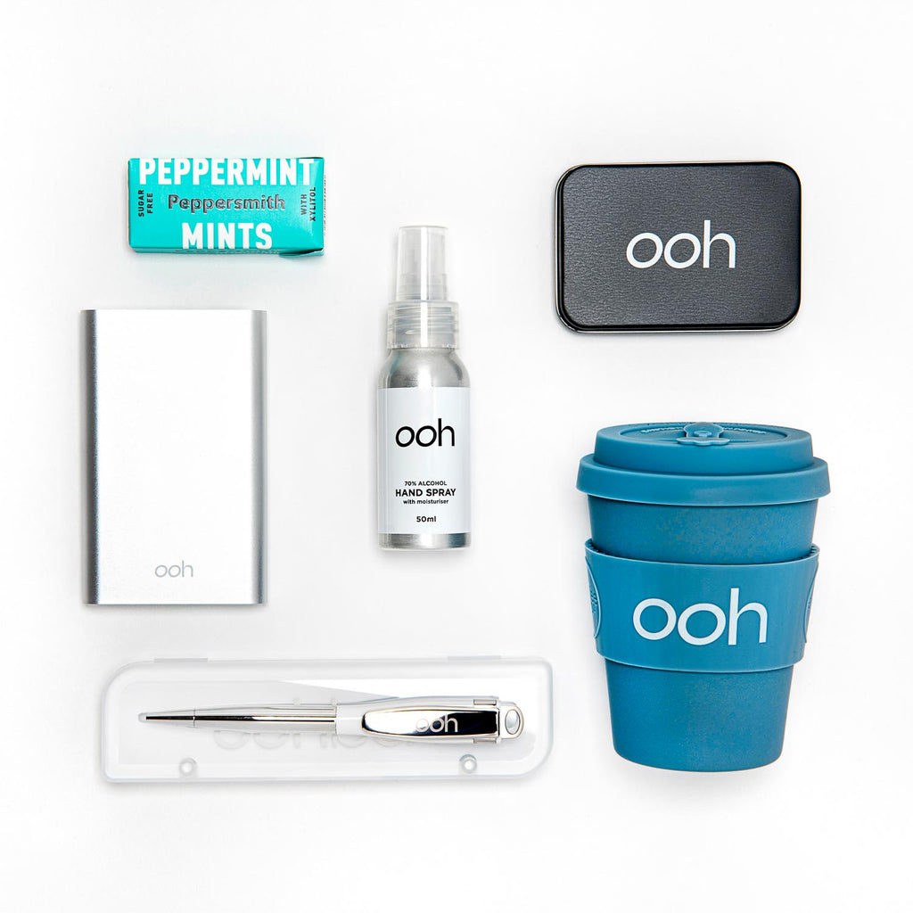 A commuters dream gift.  A  power bank, a stylish ballpoint pen complete with USB memory stick, travel mug and mints.  We've also included our branded mint tin and mints.  The commute has never been so good.